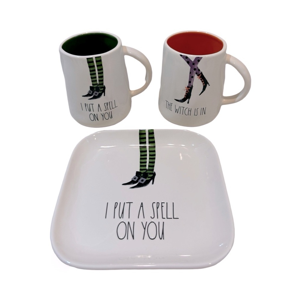 Rae‎ Dunn Halloween Witch Mugs & Tray Dish I Put A Spell On You The Witch Is In